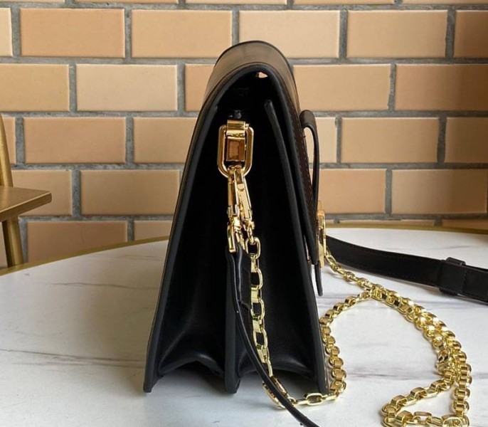 Louis Vuitton Dauphine Lugano MM Bag In Black angle 4