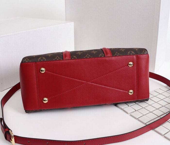 Louis Vuitton Monogram Canvas Soufflot MM Bag In Cerise Red angle 4
