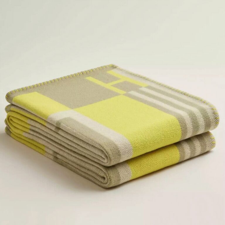 Top replica Hermes Ithaque blanket in tilleul wool and cashmere