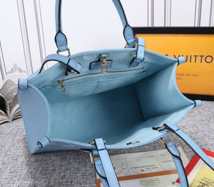 Louis Vuitton Monogram Empreinte Leather Onthego MM Bag In Summer Blue angle 5