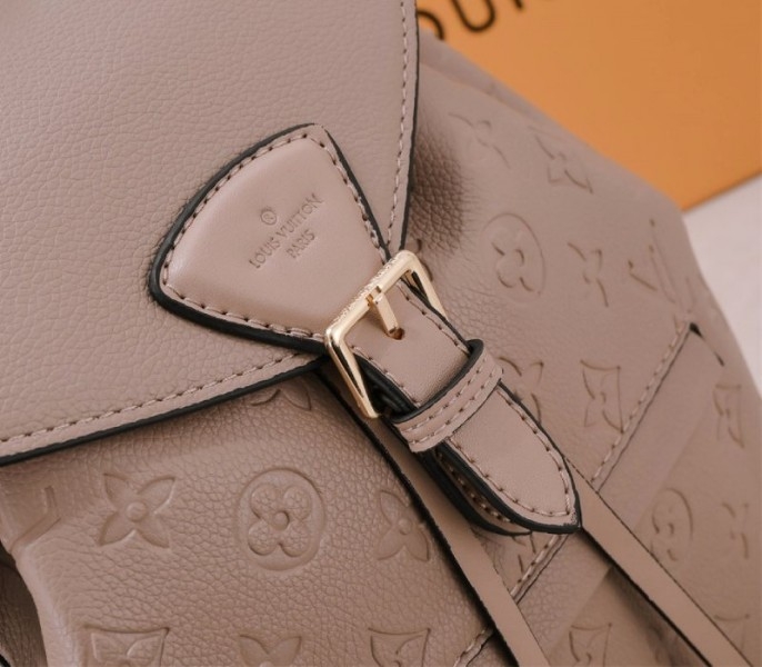 Louis Vuitton Monogram Empreinte Leather Montsouris PM Backpack In Tourterelle Gray angle 5