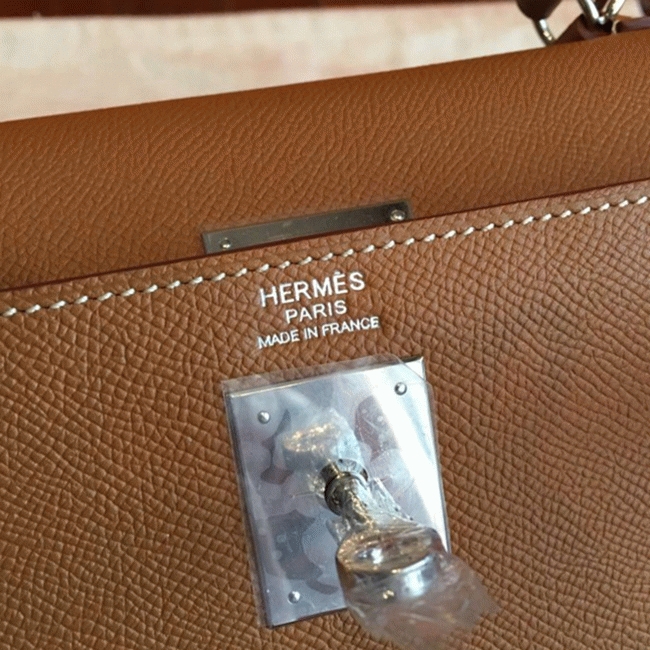 Brown Epsom Knockoff Hermes Kelly 32cm Sellier Classic Purse angle 5