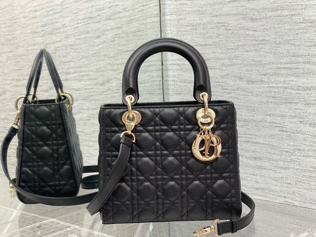 Dior Small Lady Dior My ABCDior Bag Knockoff in Black Cannage Lambskin angle 2