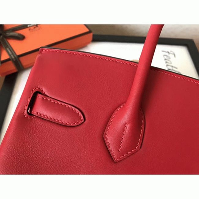 Red Luxury Knockoff Hermes Birkin 30cm Purse angle 2