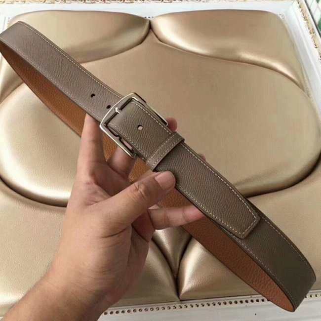 1:1 fake Hermes Etriviere 40 belt in etoupe color angle 3