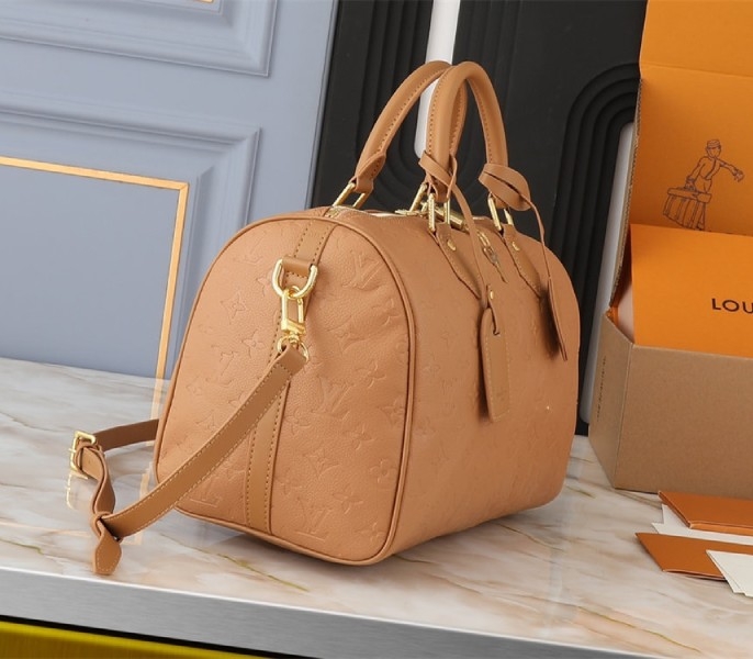Louis Vuitton Monogram Empreinte Speedy Soft 30 Handbag In Arizona Beige angle 4