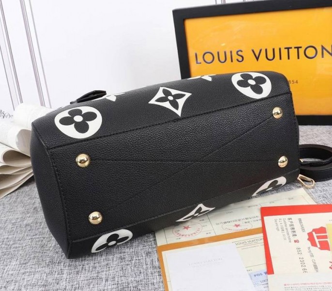 Louis Vuitton Monogram Empreinte Montaigne MM In Black angle 4
