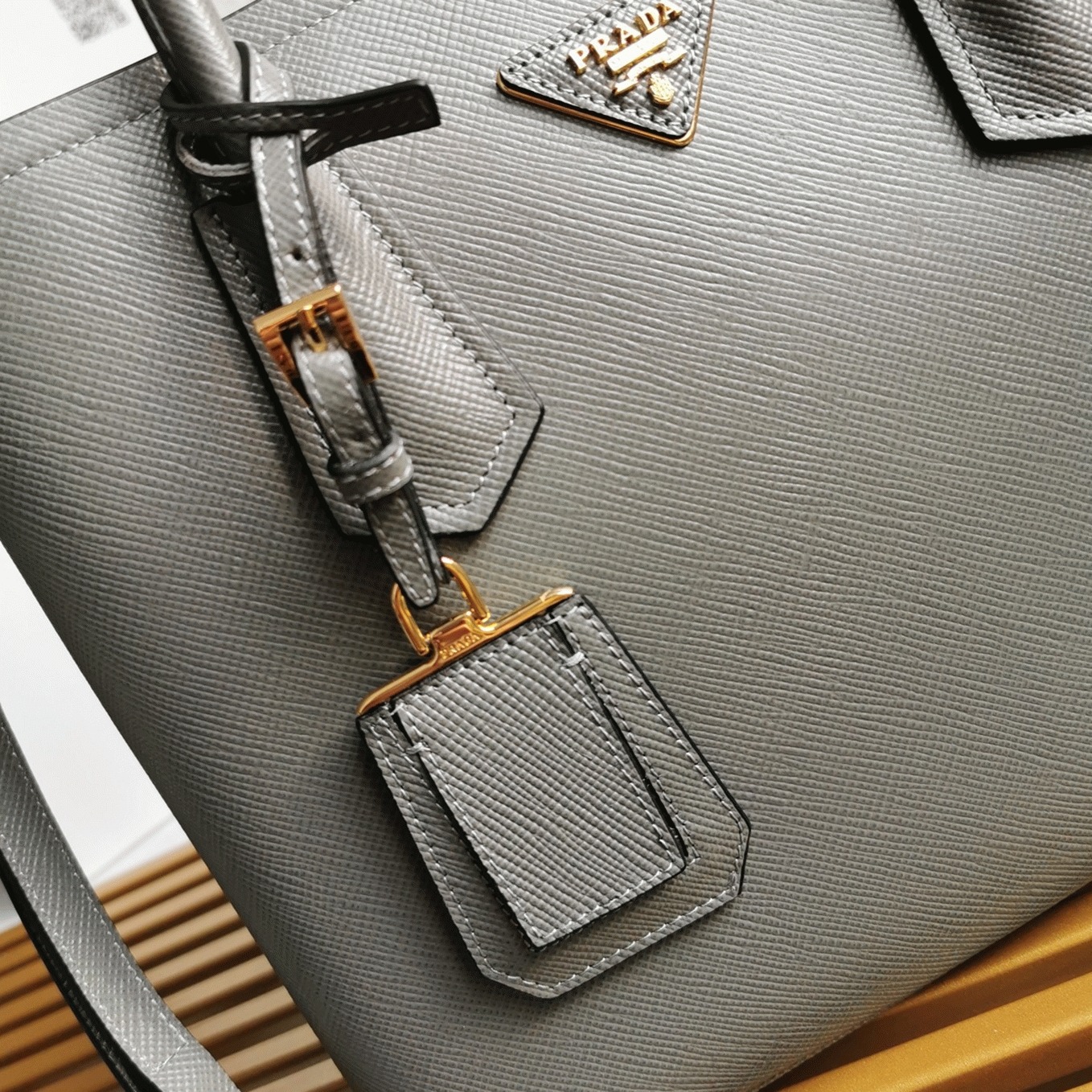 Grey Prada Double Medium Tote Bag Replica angle 4