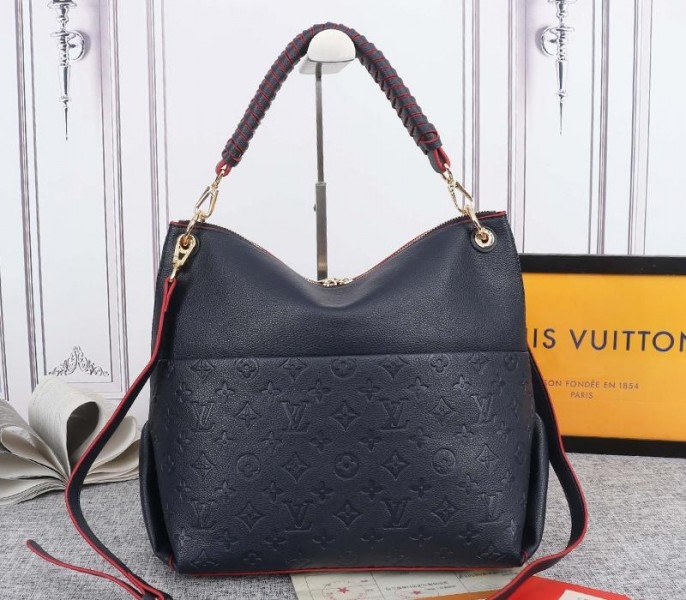 Louis Vuitton Monogram Empreinte Leather Maida Hobo In Navy Blue angle 3