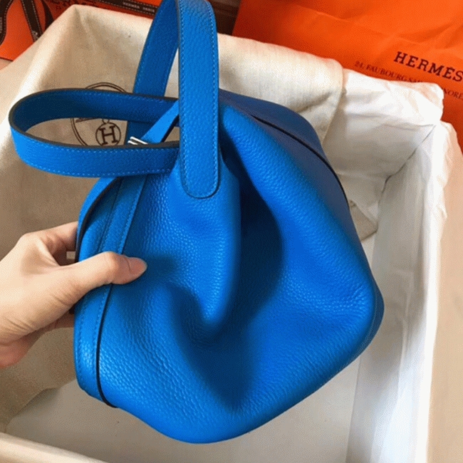 Top quality blue hydra fake Hermes Picotin Lock 18cm handbag angle 3