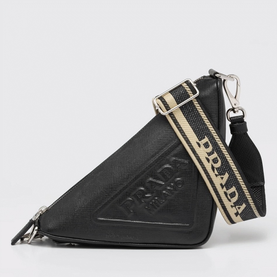 Prada Triangle Shoulder Bag Fake in Black
