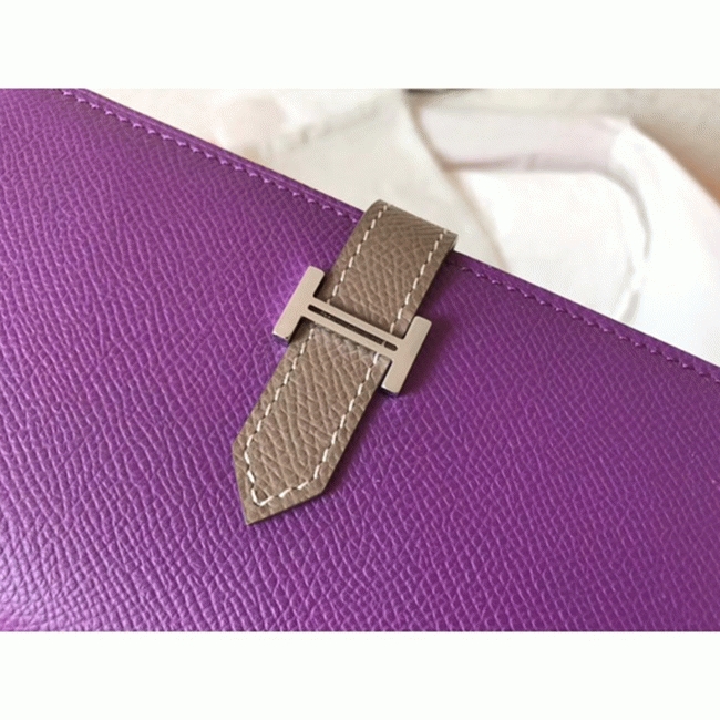 Ultraviolet Taupe Knockoff Hermes Bearn Wallet angle 2