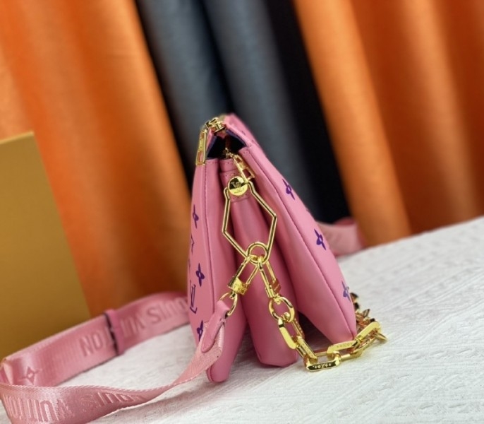 Louis Vuitton Coussin PM Bag In Pink And Purple With Jacquard Strap angle 4