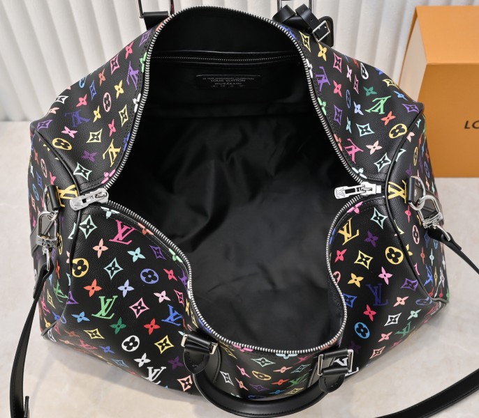 LV X TM Multicolored Keepall Bandouliere 50 In Black angle 4