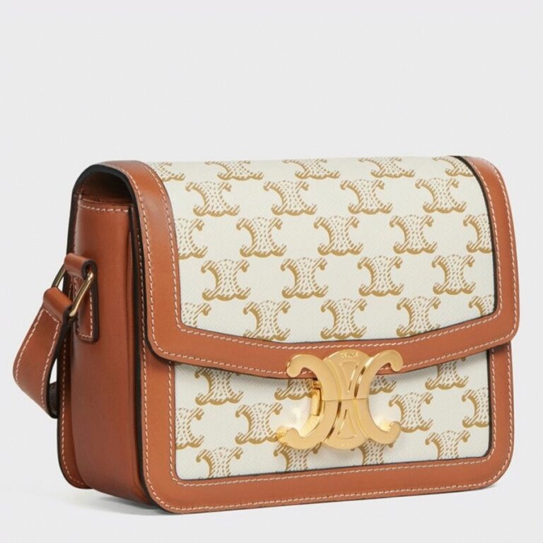Top Quality Replica Celine Triomphe Teen Bag In White Triomphe Canvas