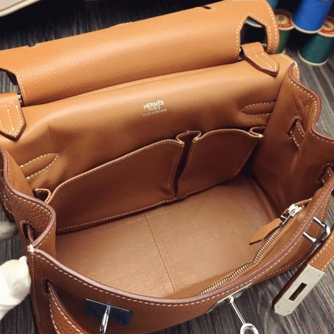 Brown replica Hermes Jypsiere 34cm handbag angle 3
