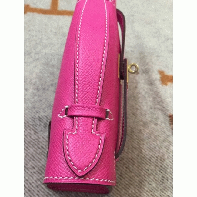 Rose Red Epsom Knockoff Hermes Kelly Pochette Chic Mini Bag angle 4