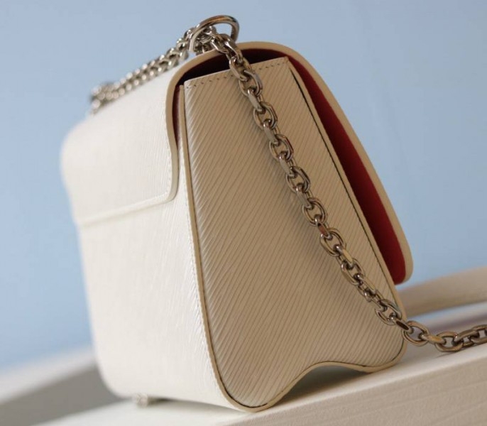 Louis Vuitton Epi Leather Twist MM Limited Edition Bag In Quartz White angle 5