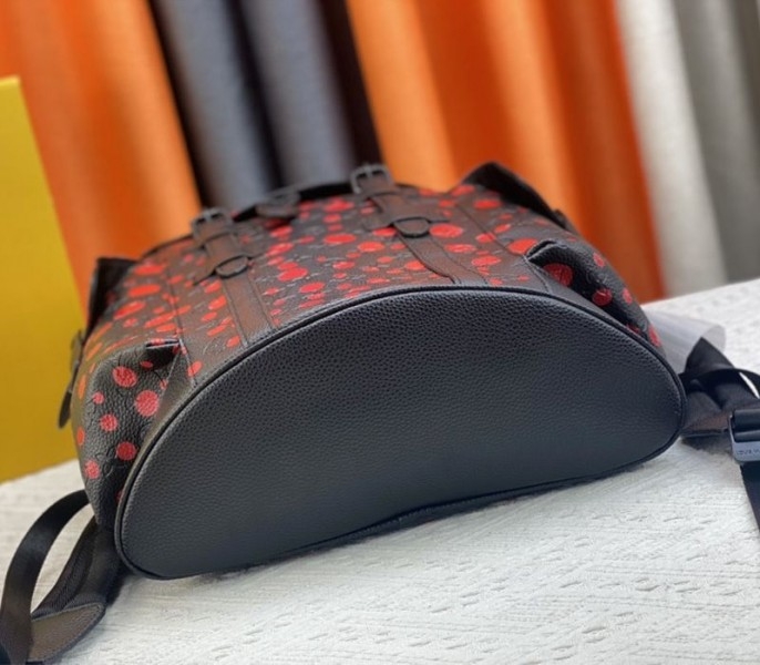 Louis Vuitton X YK Christopher Backpack In Red Infinity Dots angle 5