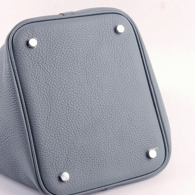 Blue lin knockoff Hermes Picotin Lock handbag angle 3