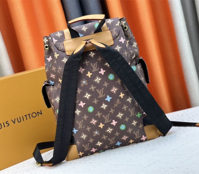 Louis Vuitton Monogram Craggy Christopher MM Backpack In Chocolate angle 3