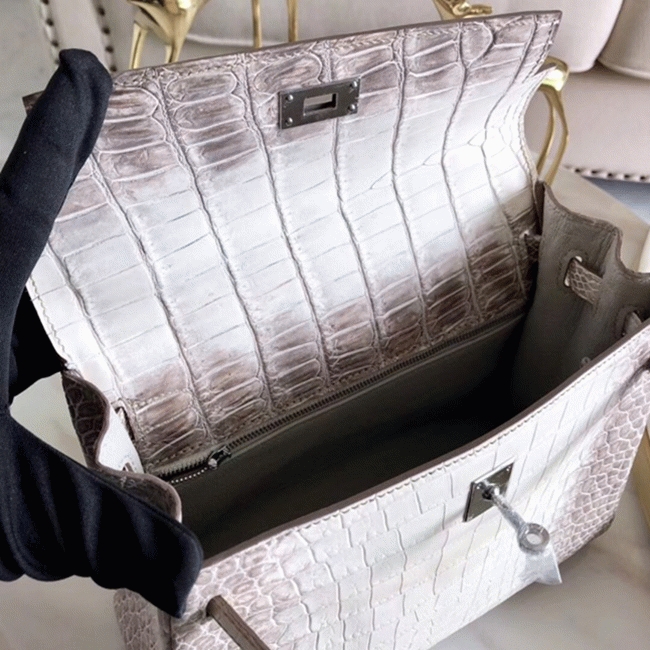 Himalaya Niloticus Crocodile Replica Hermes Kelly 28cm Rare Edition angle 4