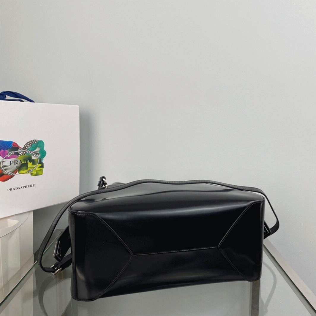 Prada Supernova Medium Bag Knockoff in Black Brushed angle 2