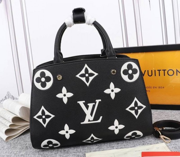 Louis Vuitton Monogram Empreinte Montaigne MM In Black angle 5