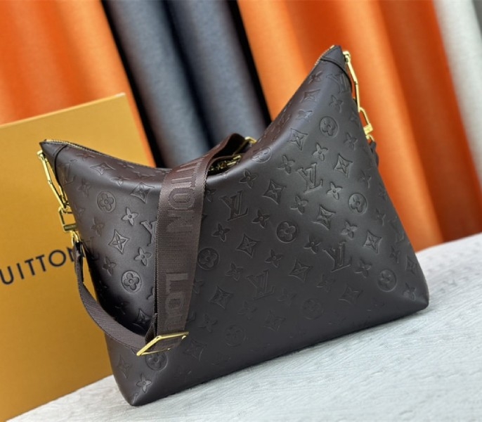 Louis Vuitton Monogram Empreinte Coussin MM Hobo In Chocolate angle 4
