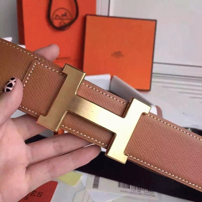 Top-quality fake Hermes Kits belt featuring Constance buckle in brown epsom angle 5