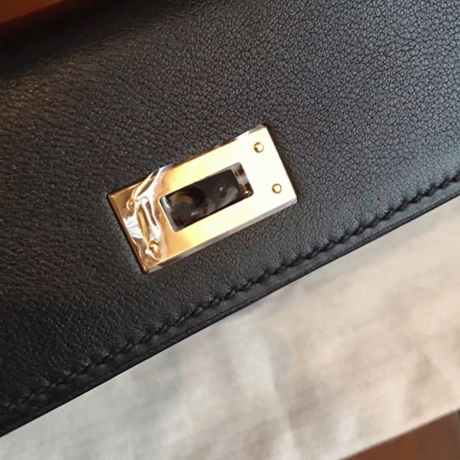 Black Swift Fake Hermes Kelly Cut Clutch Elegant Clutch angle 4