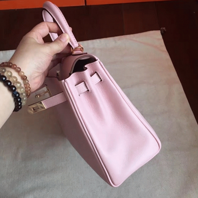 Rose Dragee Swift Replica High Quality Hermes Kelly Retourne 28cm Bag angle 4