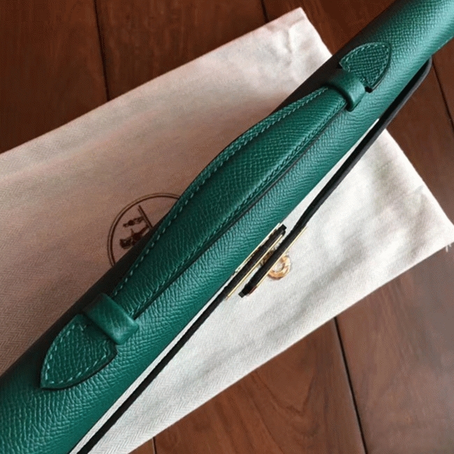 Malachite Epsom Fake Hermes Kelly Cut Clutch Fashion Purse angle 3