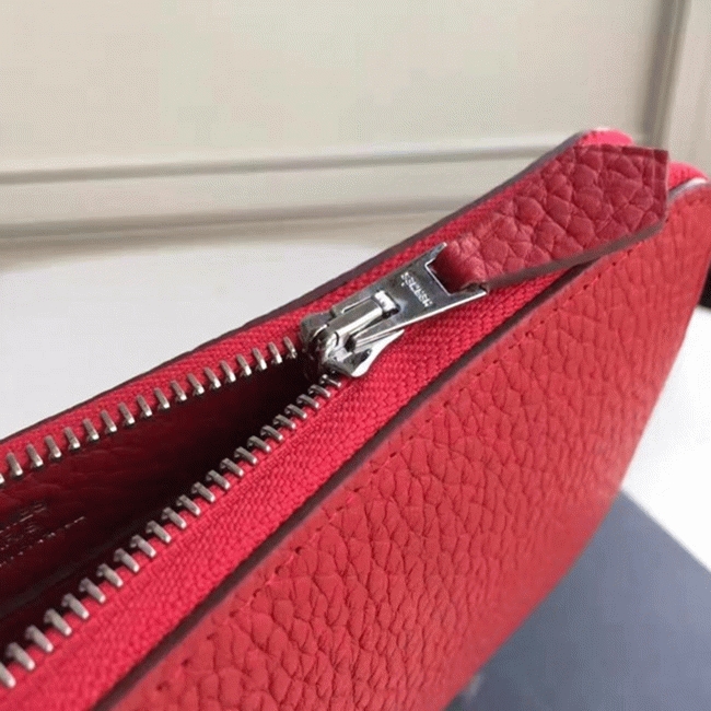 Red Fake Hermes Wallet Azap Zipped angle 3