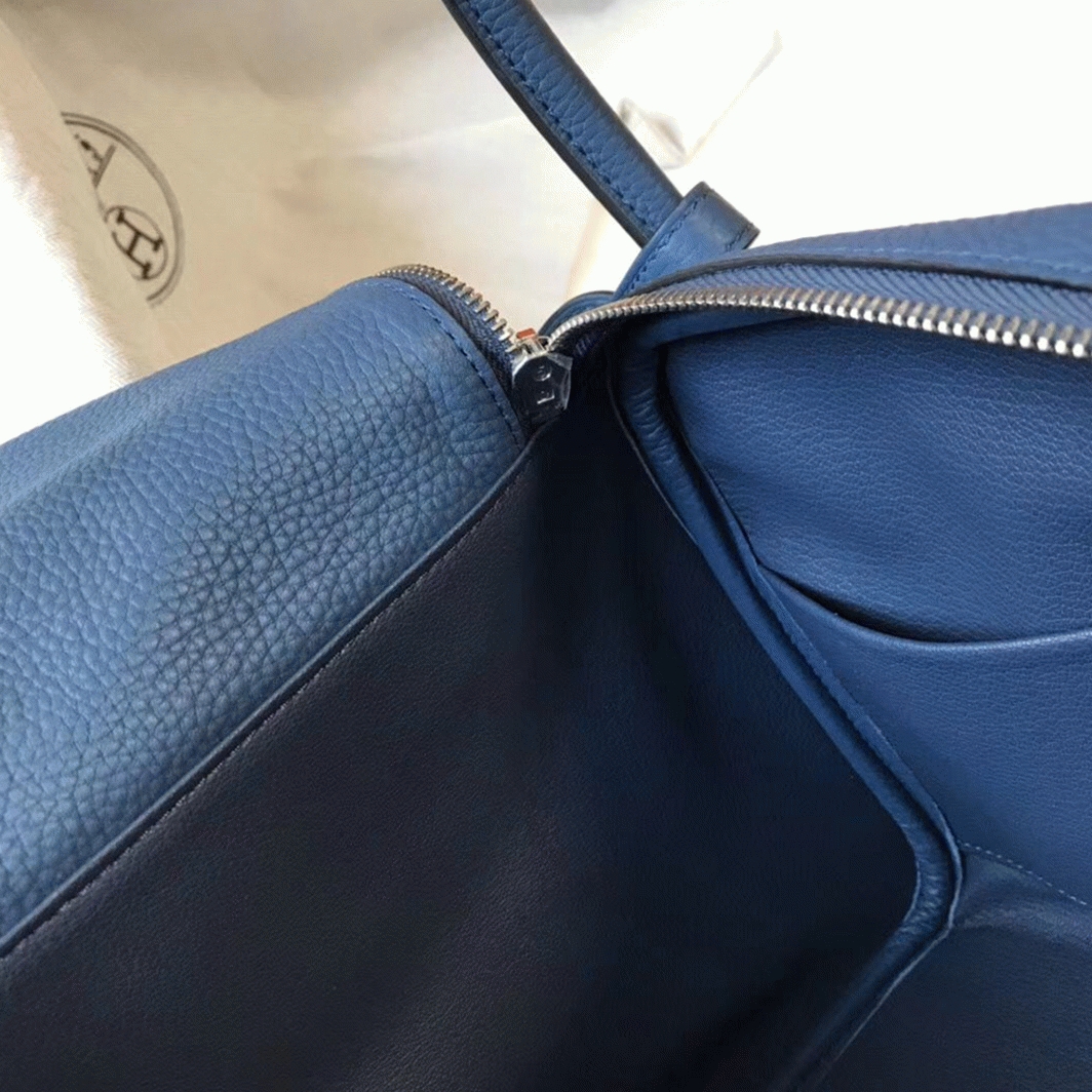 Copy Hermes Lindy 30cm bag in blue agate shade angle 2