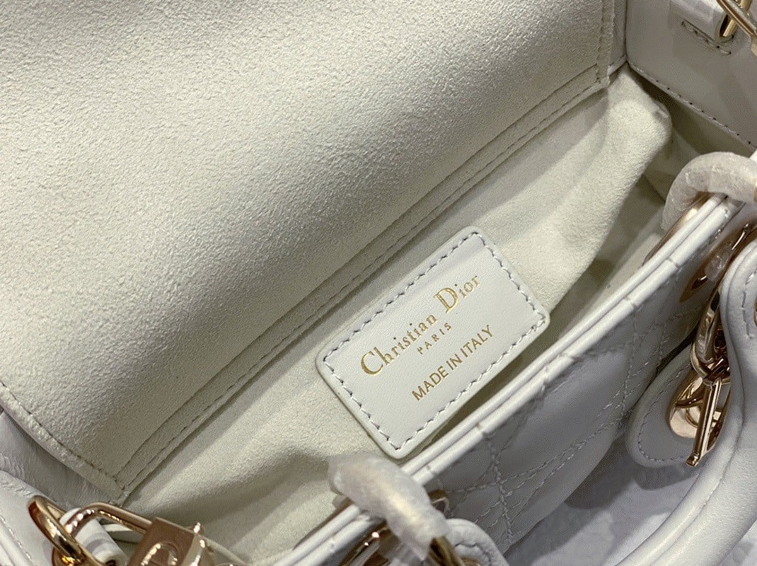 Dior Lady D-Joy Micro Bag Knockoff in White Cannage Lambskin angle 5