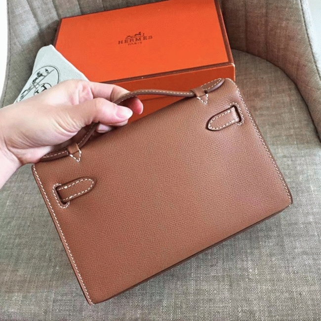 Hermes Gold Epsom High Quality Replica Kelly Pochette Elegant Clutch angle 2