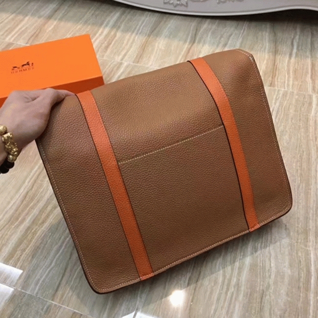 Brown Bicolor Knockoff Hermes Steve Messenger Bag angle 5
