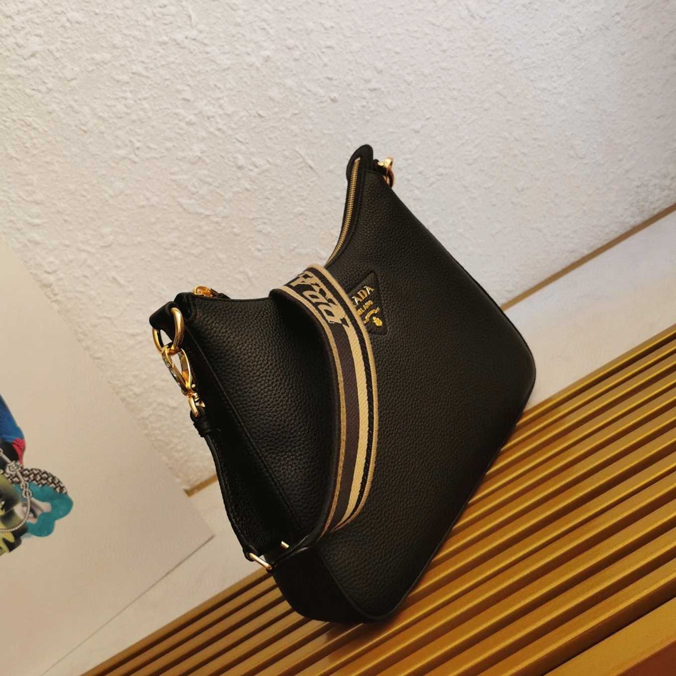Prada Shoulder Bag Knockoff in Black angle 3