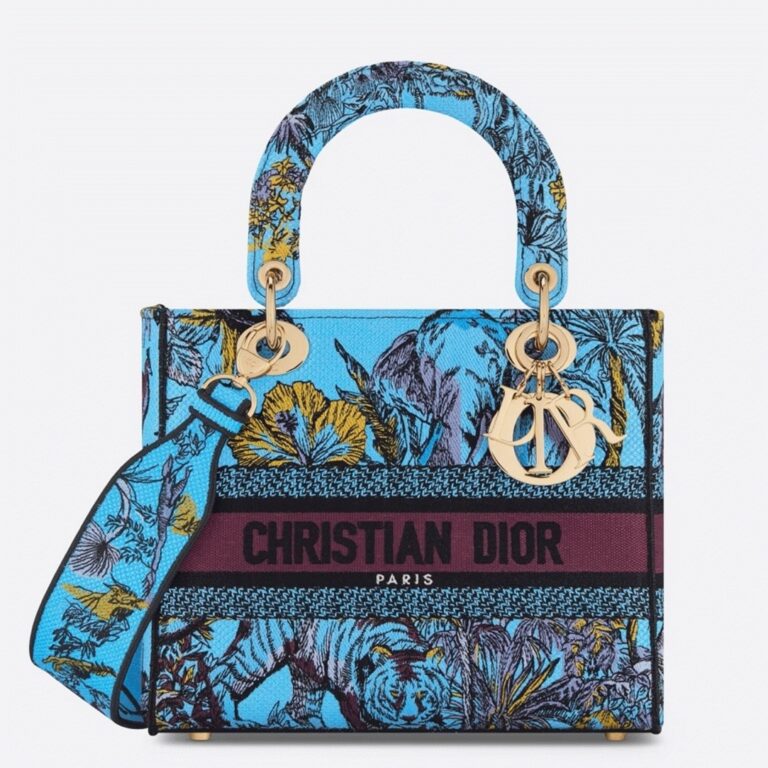 Dior Lady D-Lite Medium Bag Fake in Multicolor Toile de Jouy Voyage Embroidery