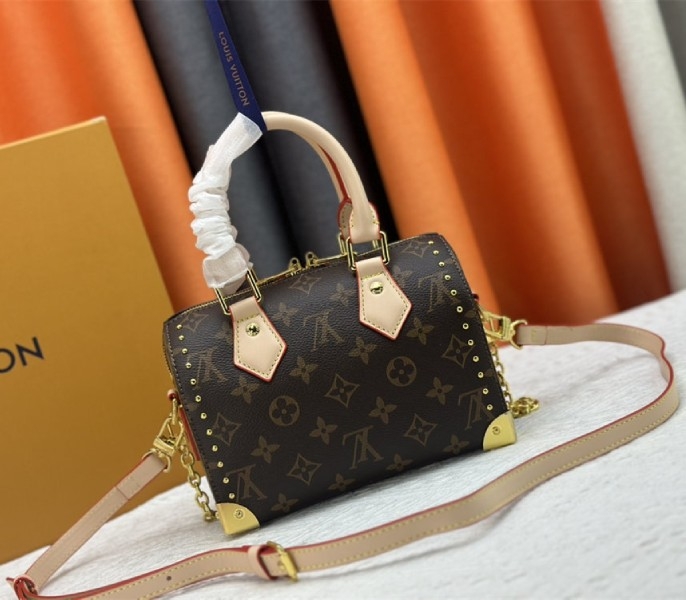 Louis Vuitton Monogram Canvas Cruise 2025 Speedy 20 Trunk Bag In Natural angle 3