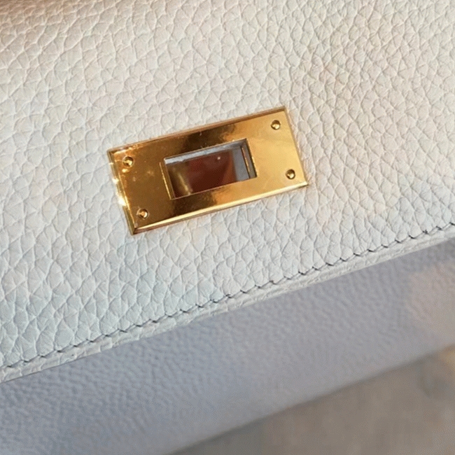 White Clemence Imitation Hermes Kelly Retourne 28cm Chic Tote angle 5