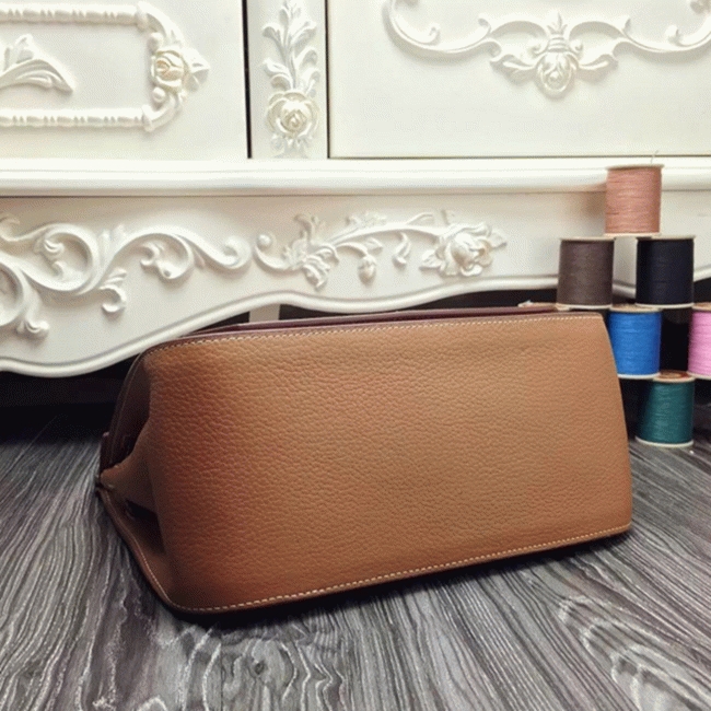 Brown replica Hermes Jypsiere 31cm handbag angle 3