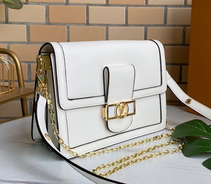 Louis Vuitton Dauphine Lugano MM Off Bag In Off-White angle 2