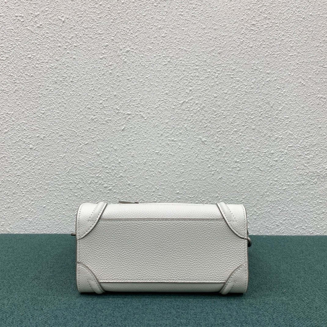 Celine Nano Luggage Tote Bag Replica in White angle 4