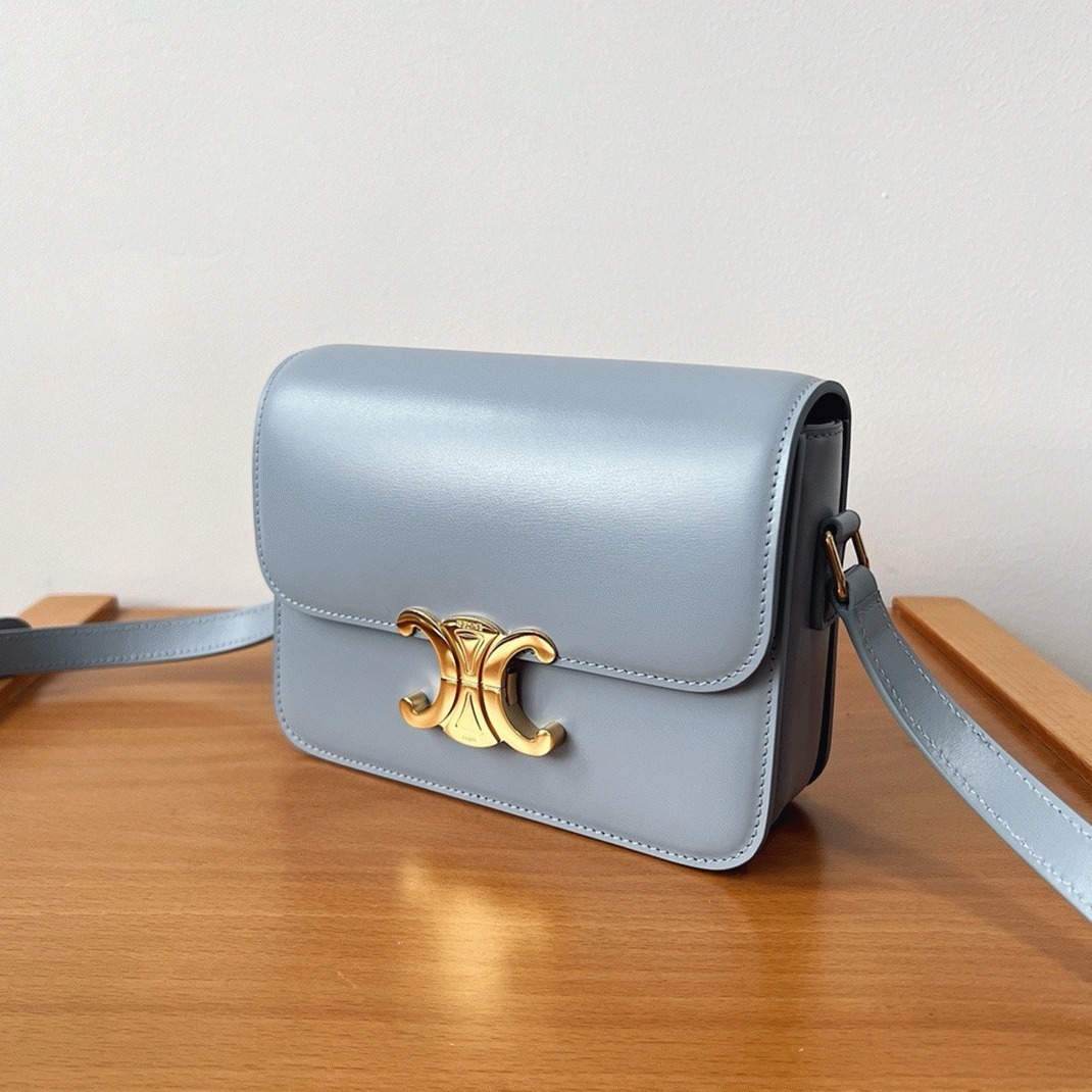 Top Quality Replica Celine Triomphe Teen Bag In Pale Blue angle 4