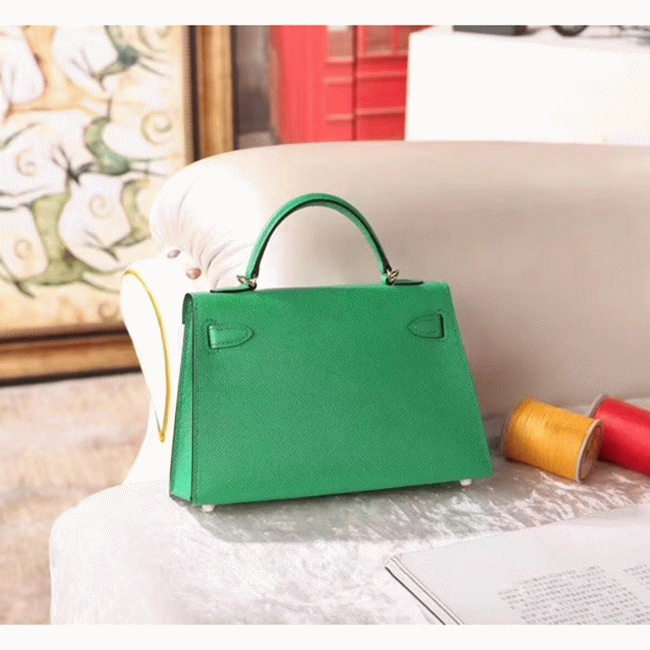 Bamboo Epsom Knockoff Hermes Kelly 20cm Chic Handbag angle 5