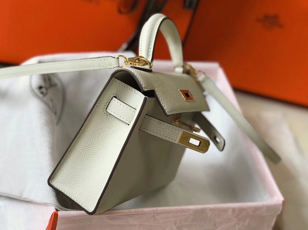 Hermes Kelly Mini II Bag Replica in White angle 4