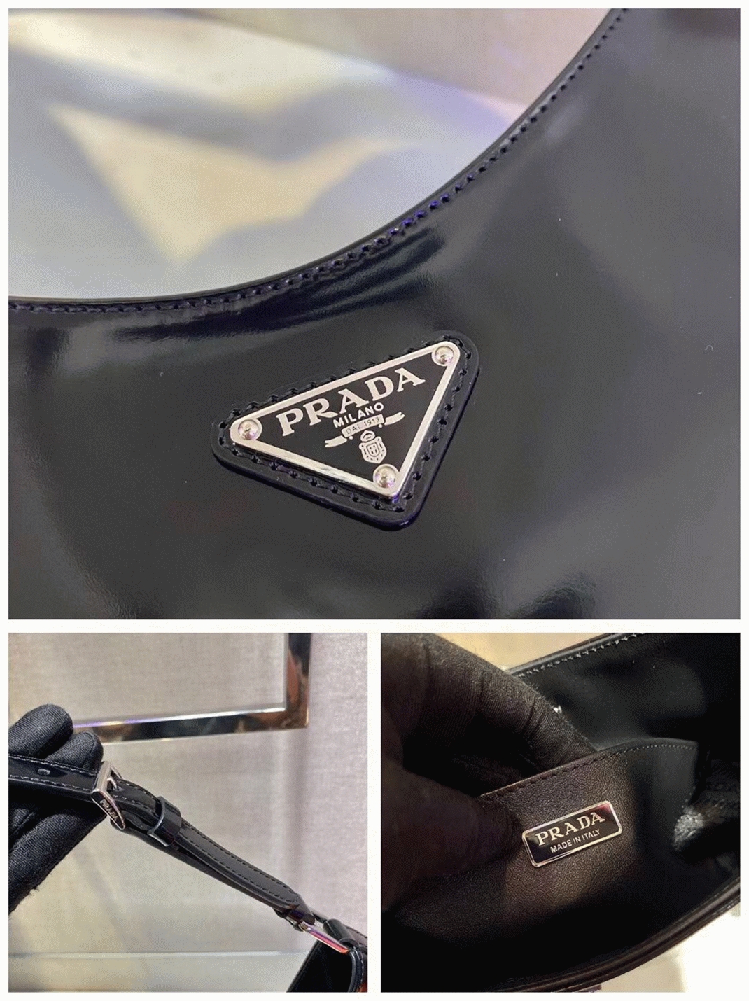 Black Prada Cleo Large Bag Fake angle 2