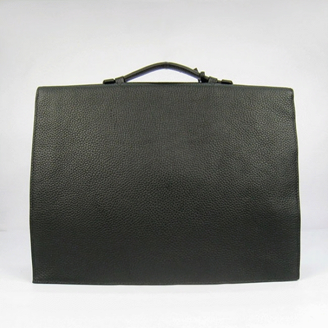 Black Calf Leather Replica Hermes Sac A Depeches 38cm Briefcase angle 2